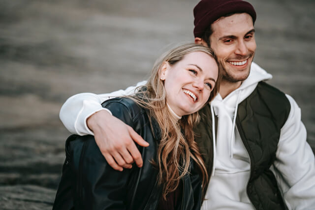 A couple reviewing family-building options together
